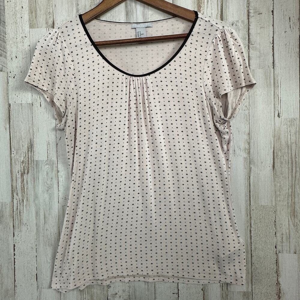 H&M Geometric Polka Dot Knit Blouse Medium Pink Soft Girl Career Preppy EUC
